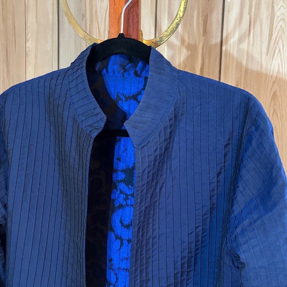Blue and Black Floral reversible Jacket perfect for a fancy date nite